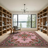 Elegant Pink Persian Medallion Area Rug