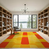 Vibrant Yellow Red Geometric Abstract Area Rug