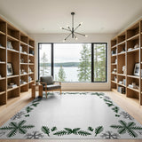 Festive Pine Branch Snowflake Border Rug