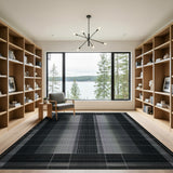 Black White Geometric Grid No. 6 Area Rug
