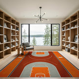 Bold Orange Basketball Court Area Rug