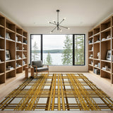 Golden Woven Lattice Area Rug