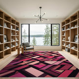 Geometric Modern Pink Vibrant Pink Geometric Area Rug