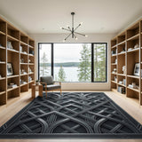 Ornate Arched Grey Geometric Area Rug