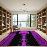 Neon Pink Skull Heritage Tribal Area Rug