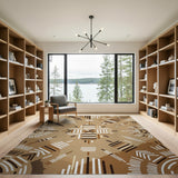 Tan Tribal Geometric Area Rug