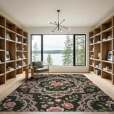 Pink Rose Lace Vintage Area Rug