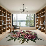Vintage Pink Peony Bouquet Area Rug