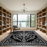 Black White Traditional Persian No. 2 Area Rug