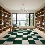 Rustic Green Barn Checkerboard Farmhouse Rug