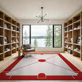 Red Carrom Board Geometric Area Rug