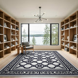 Black White Geometric Starburst Area Rug
