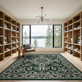 Ornate Black White Persian No. 13 Area Rug