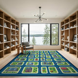 Multi-color and Patterns Kids Cartoon City Street Play Rug