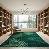 Emerald Green Palm Leaf Area Rug