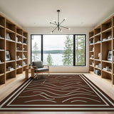 Abstract Layered Peaks Brown Area Rug