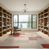 Red Geometric Block Abstract Area Rug