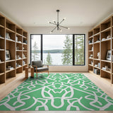 Emerald Green Trellis Lattice Area Rug
