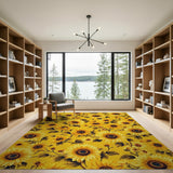 Vibrant Sunflower Yellow Floral Area Rug