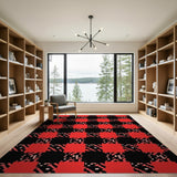 Bold Red Black Plaid Rustic Farmhouse Area Rug