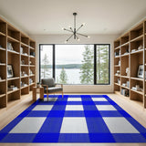 Blue Gingham Check Area Rug