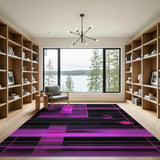 Neon Pink Geometric Grid Area Rug