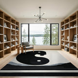 Black and White Yin Yang Harmony Black White Area Rug
