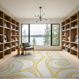 Abstract Area Yellow Swirl Abstract Area Rug