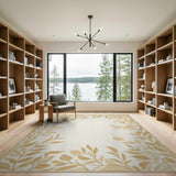 Elegant Gold Leaf Border Area Rug
