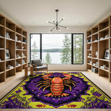 Vibrant Lobster Medallion Persian Area Rug