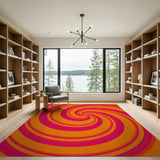 Hypnotic Pink Orange Swirl Area Rug