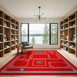 Red Tech Control Panel Geometric Area Rug