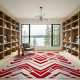 Geometric Modern Bold Red Chevron Zigzag Area Rug