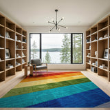 Vibrant Rainbow Diagonal Stripe Shag Rug