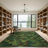 ODIKA Washable Forest Pine Cone Area Rug, Low Pile Non-Slip Woodland Nature Decor