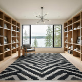 Heritage Tribal Black and White Bold Black White Zigzag Geometric Rug