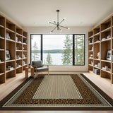 Leopard Print Border Beige Area Rug
