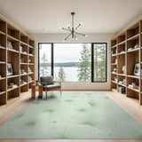 Mint Green Starburst Fan Pattern Area Rug