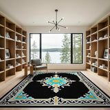 Teal Gold Medallion Traditional Persian Rug