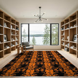 Orange Black Abstract Face Pattern Area Rug