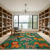 ODIKA Washable Jungle Safari Animal Rug - Non-Slip Kid & Pet Friendly Nursery Area Rug