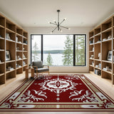 Elegant Maroon Persian Area Rug with Ornate Floral Medallion