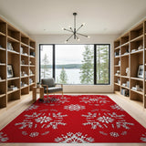Snowflake Red Snowflake Pattern Area Rug
