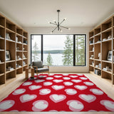 Vibrant Red Heart Pattern Area Rug