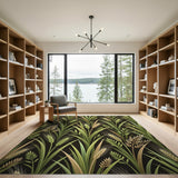 Golden Wheat Stalks on Green Area Rug