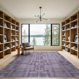 Purple Geometric Grid Abstract Area Rug