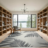 Black White Palm Leaf Coastal Area Rug