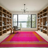 Vibrant Pink Orange Geometric Woven Rug