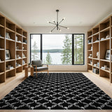 Elegant Black White Trellis Area Rug