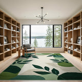 Green Abstract Leaf Area Rug